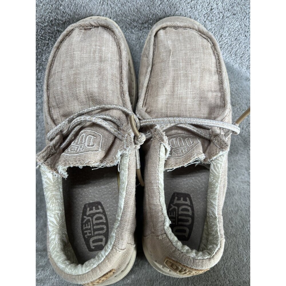 Hey Dude Shoes Youth 4 Wally Sneakers Slip On Light 030130500 Beige Fabric